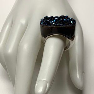 Milor Heavy 925 Ster. Titanium Druzy Quartz Ring